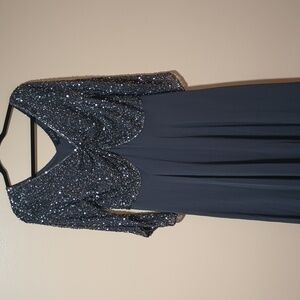 J Kara Navy Sequin Maxi Dress